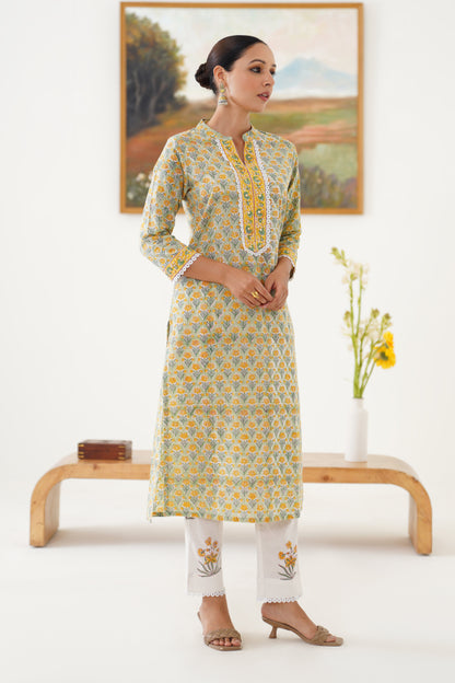 Murraya Green Noelle Embroidered Kurta Set of 3