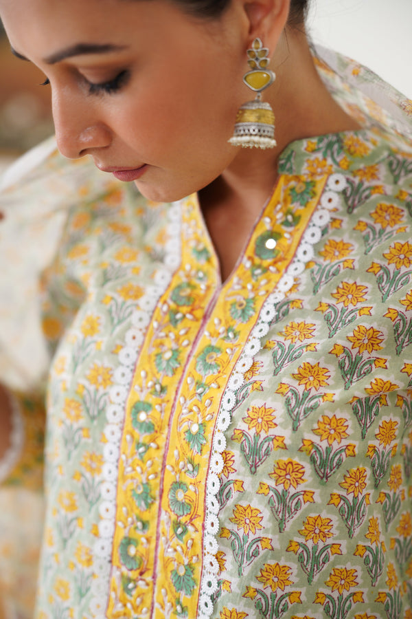 Murraya Green Noelle Embroidered Kurta Set of 3