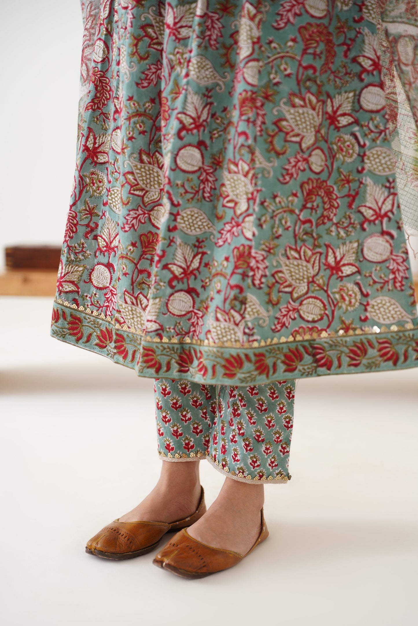 Murraya Green Giselle Pintucks Gathered Kurta Set of 3