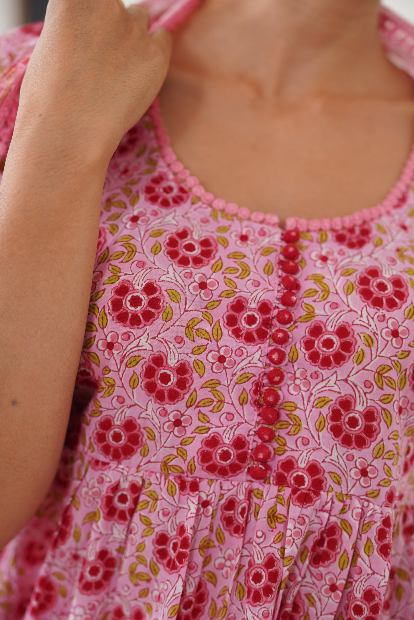 Murraya Pink Daisy Gathered Kurta Set of 3