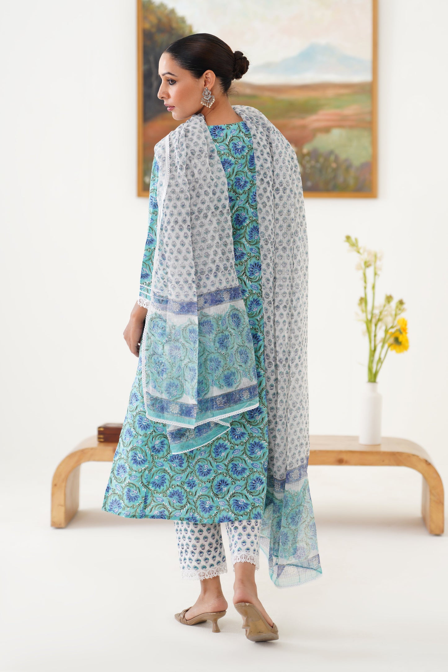 Murraya Blue Georgia Kurta Set of 3