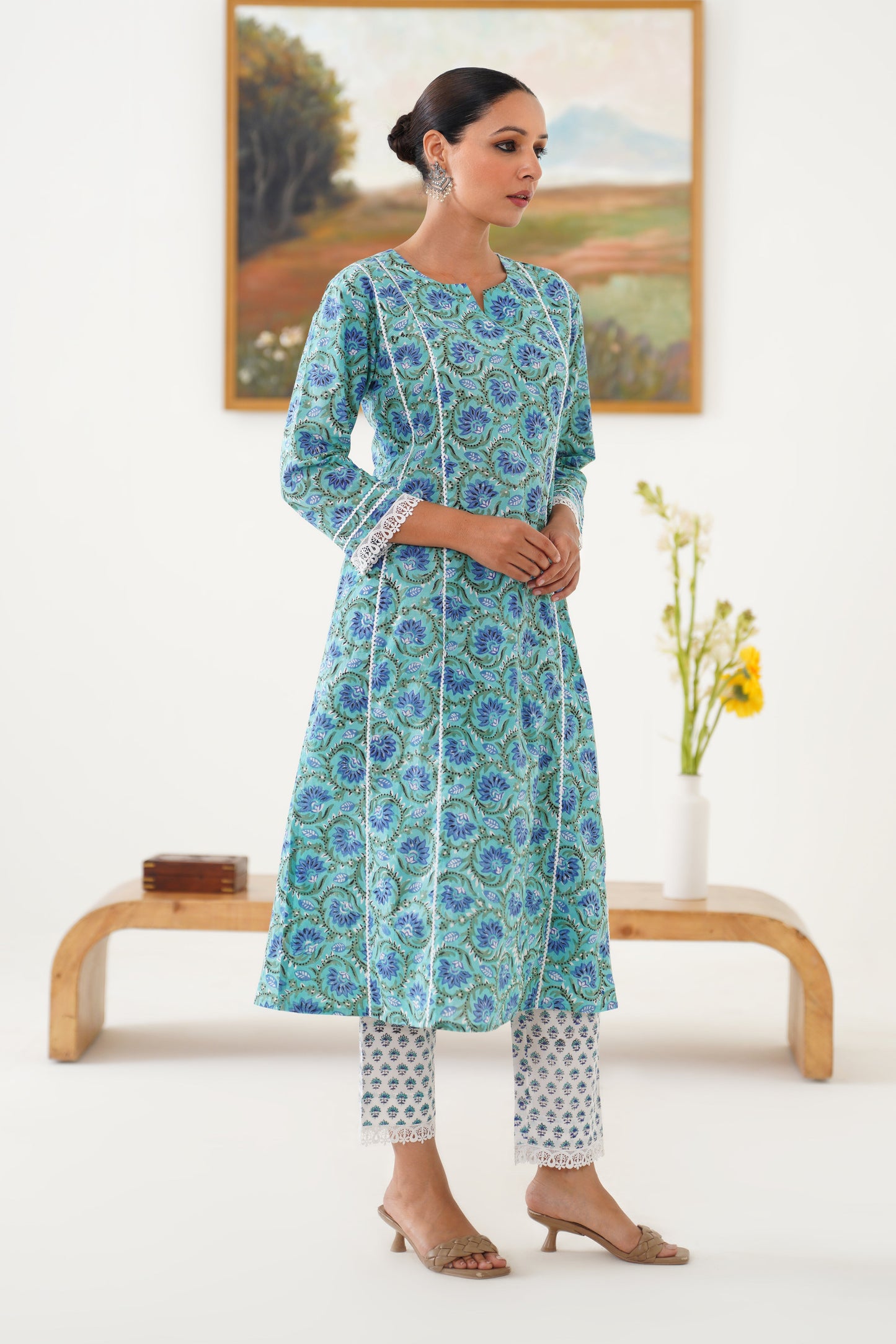 Murraya Blue Georgia Kurta Set of 3