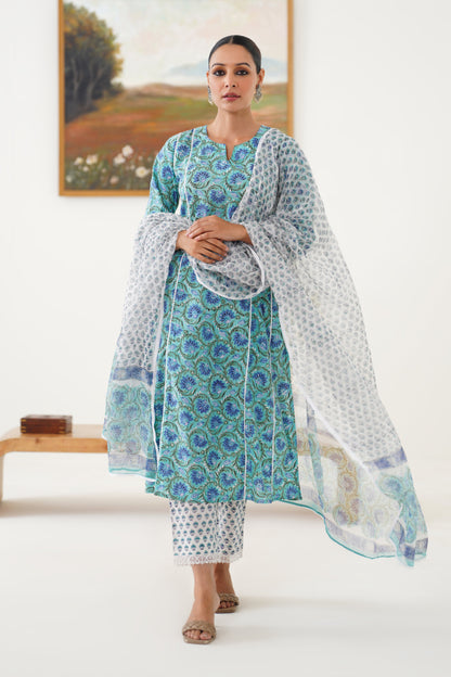 Murraya Blue Georgia Kurta Set of 3