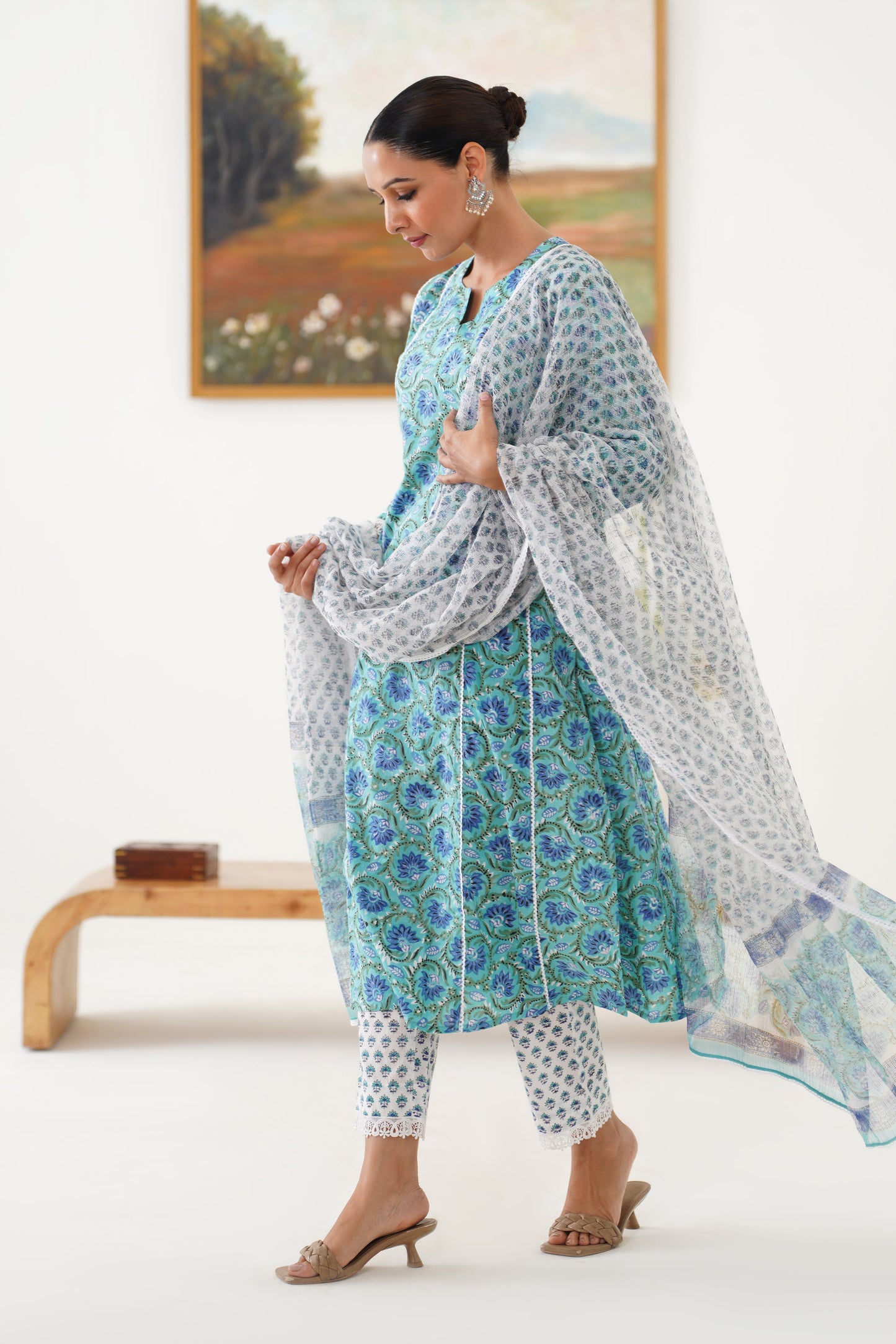 Murraya Blue Georgia Kurta Set of 3