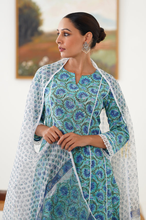 Murraya Blue Georgia Kurta Set of 3