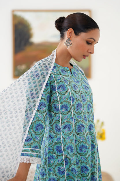 Murraya Blue Georgia Kurta Set of 3