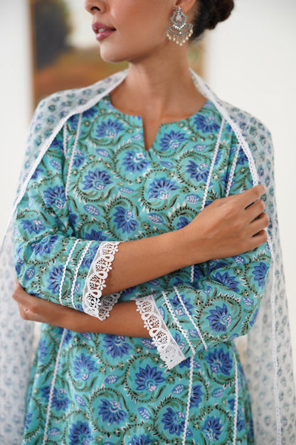 Murraya Blue Georgia Kurta Set of 3