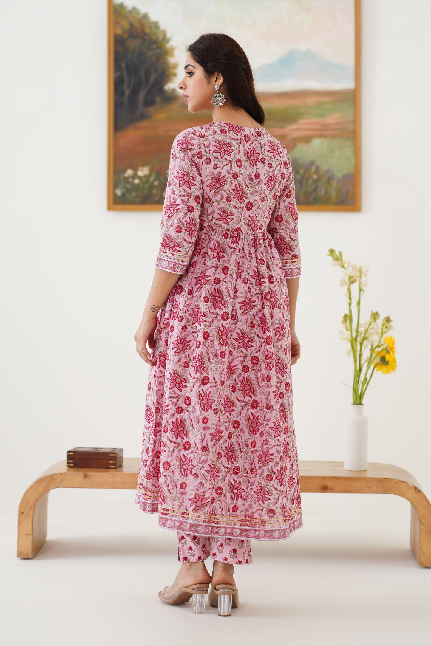 Murraya Pink Petunia Embroidered Anarkali Set of 3