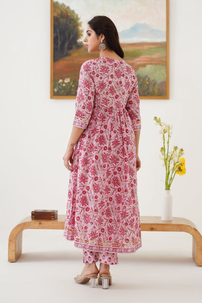 Murraya Pink Petunia Embroidered Anarkali Set of 3