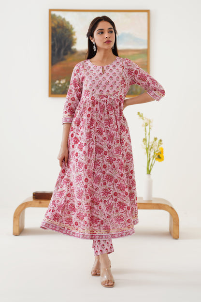 Murraya Pink Petunia Embroidered Anarkali Set of 3