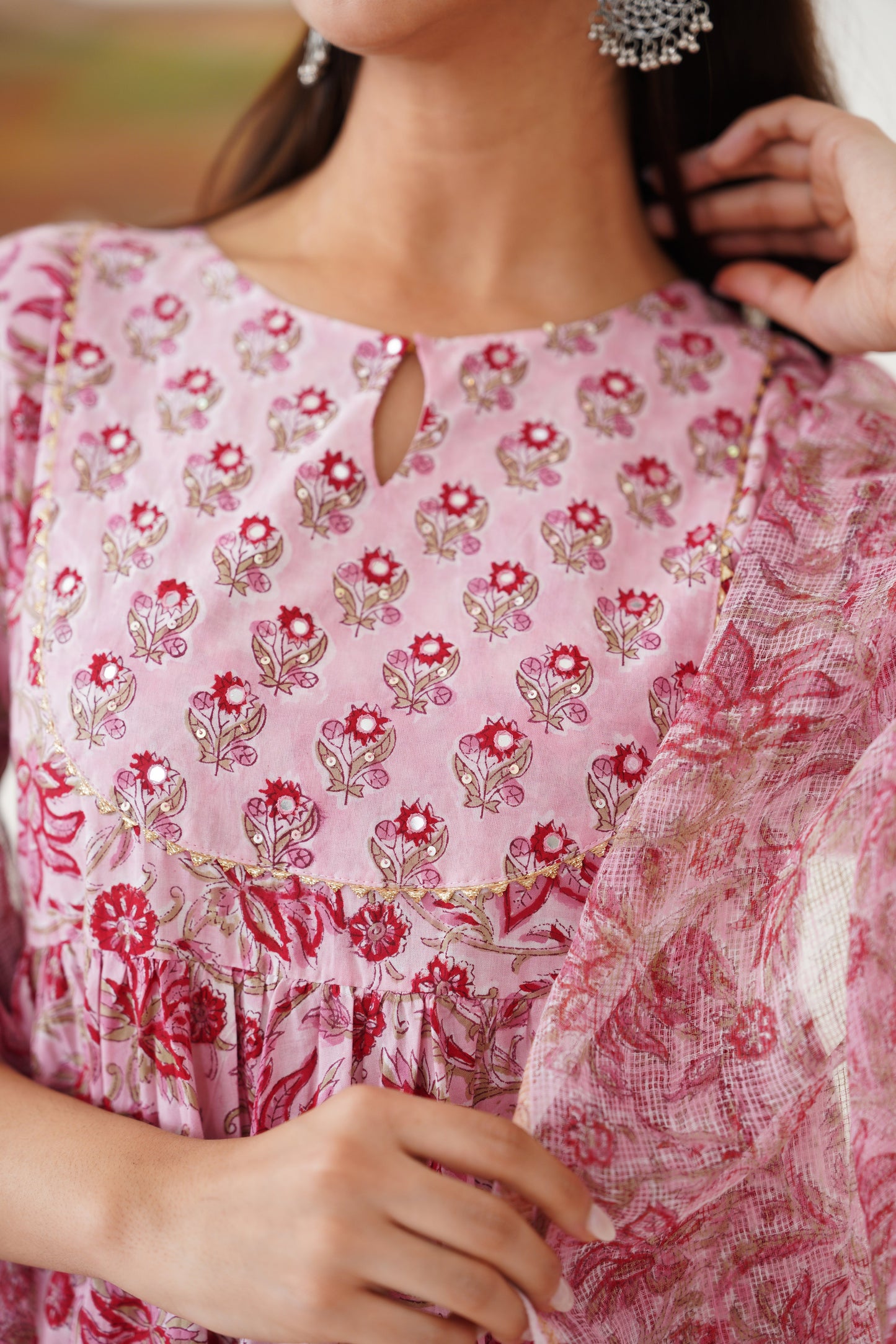 Murraya Pink Petunia Embroidered Anarkali Set of 3