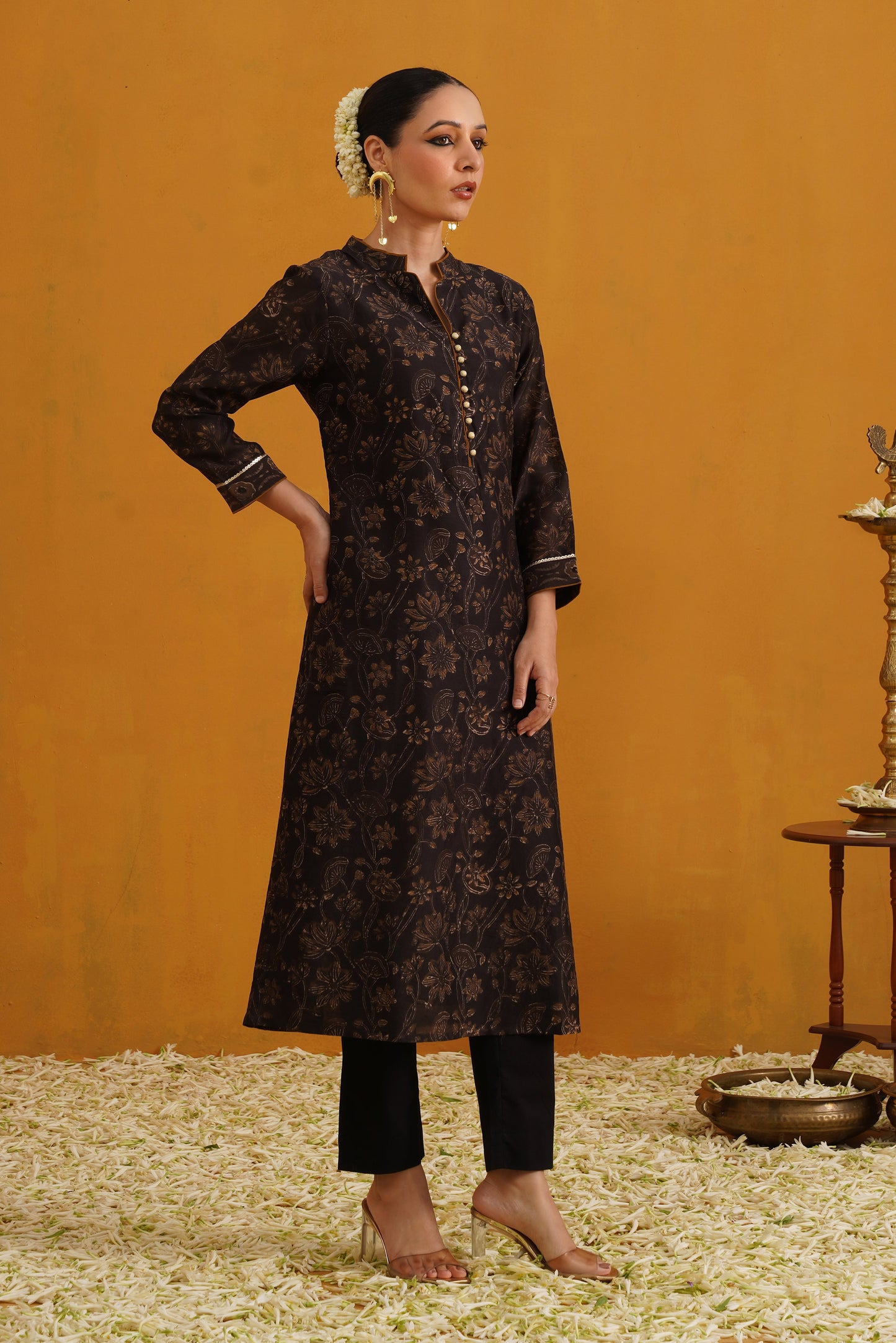 Murraya Black Betty Kalamkari Chanderi Kurta Set of 3