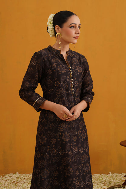 Murraya Black Betty Kalamkari Chanderi Kurta Set of 3