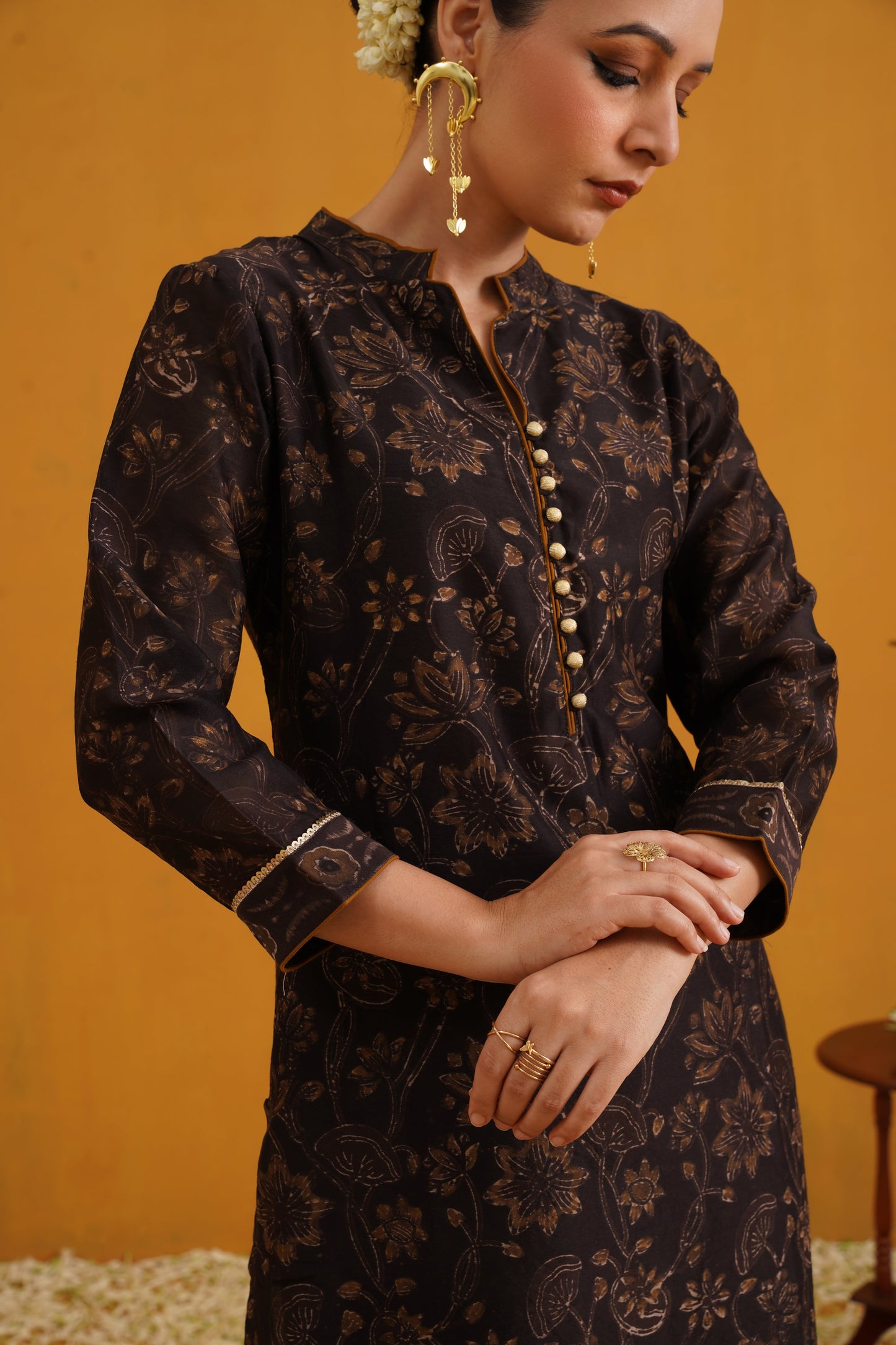 Murraya Black Betty Kalamkari Chanderi Kurta Set of 3
