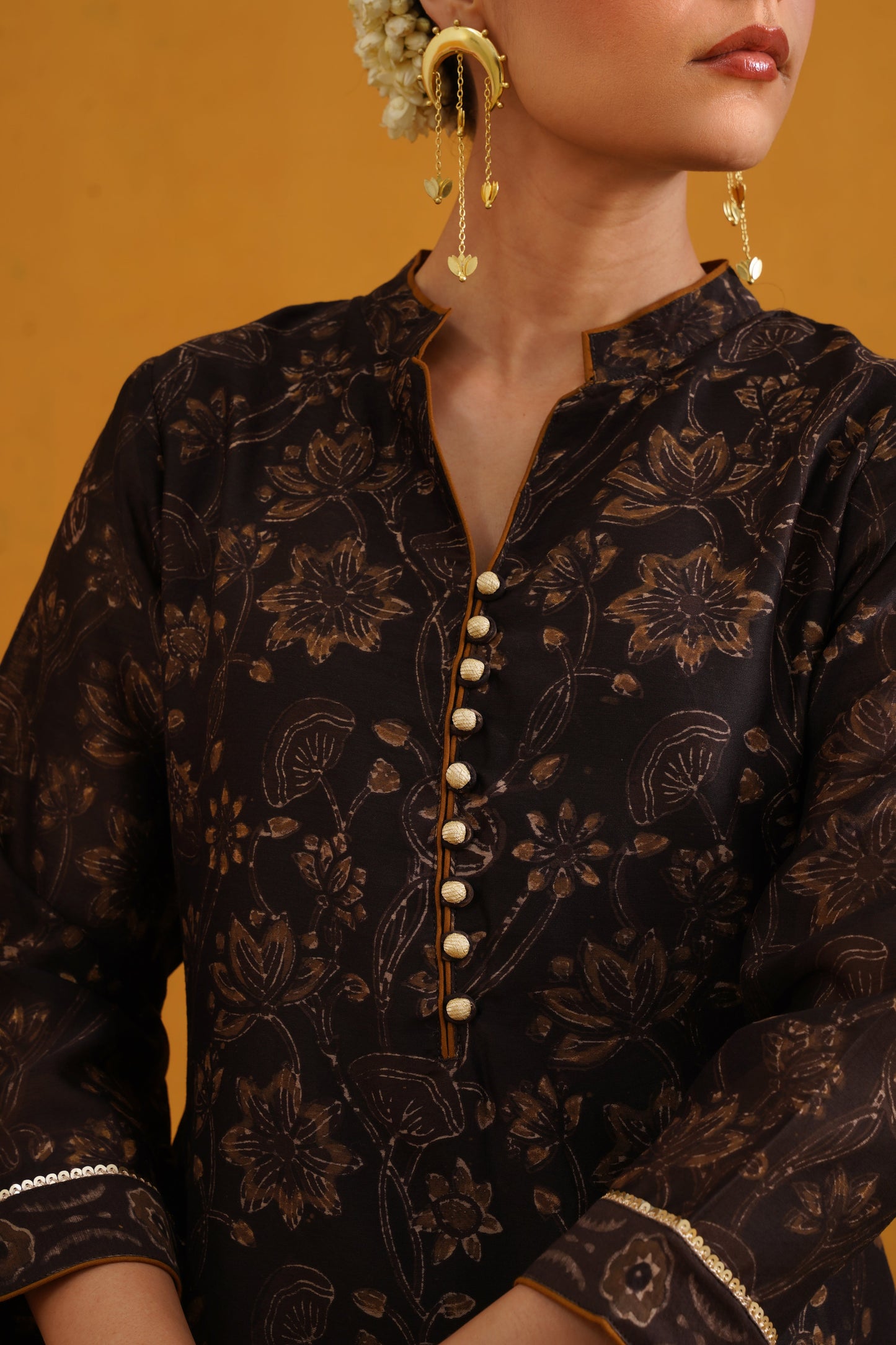 Murraya Black Betty Kalamkari Chanderi Kurta Set of 3