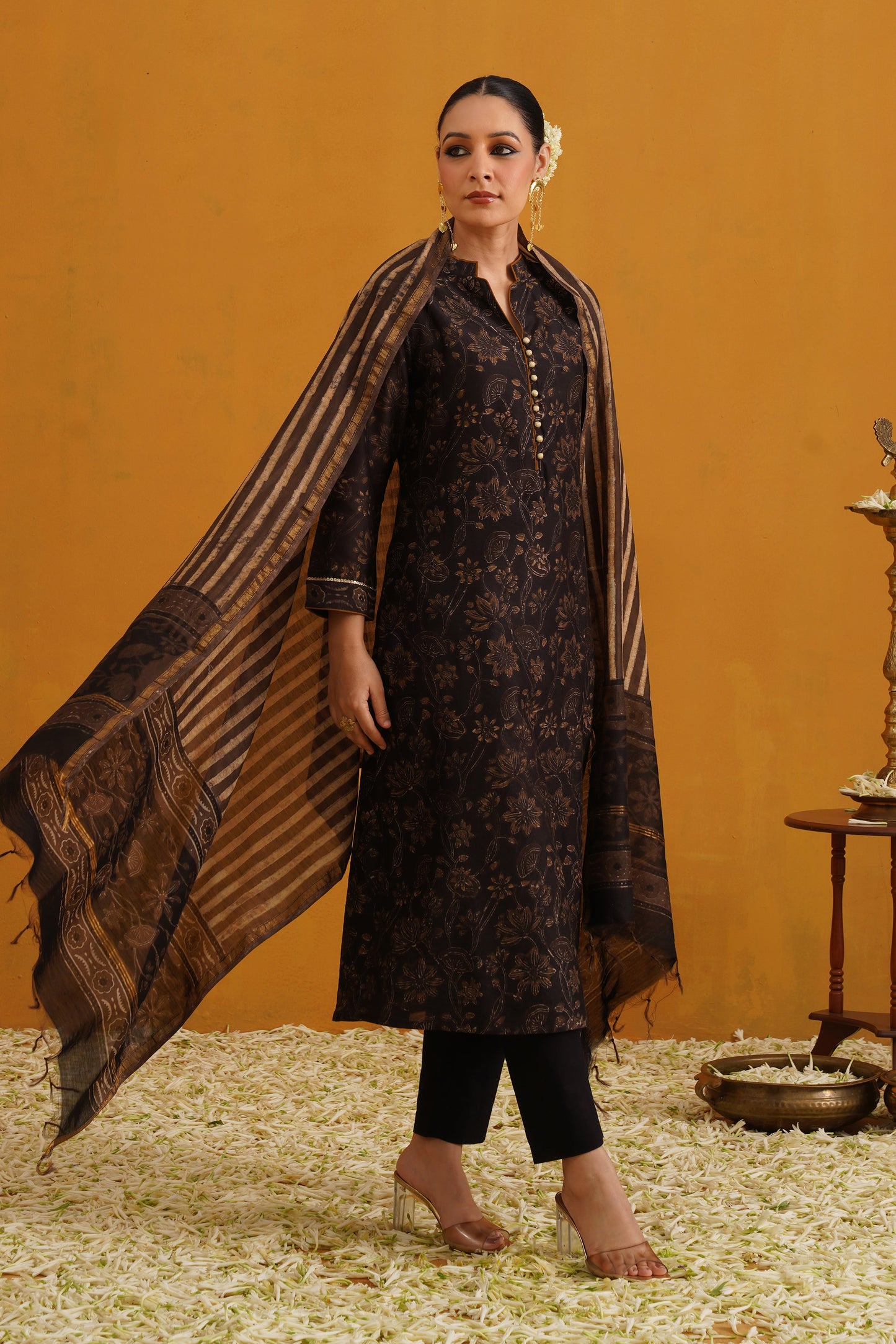 Murraya Black Betty Kalamkari Chanderi Kurta Set of 3