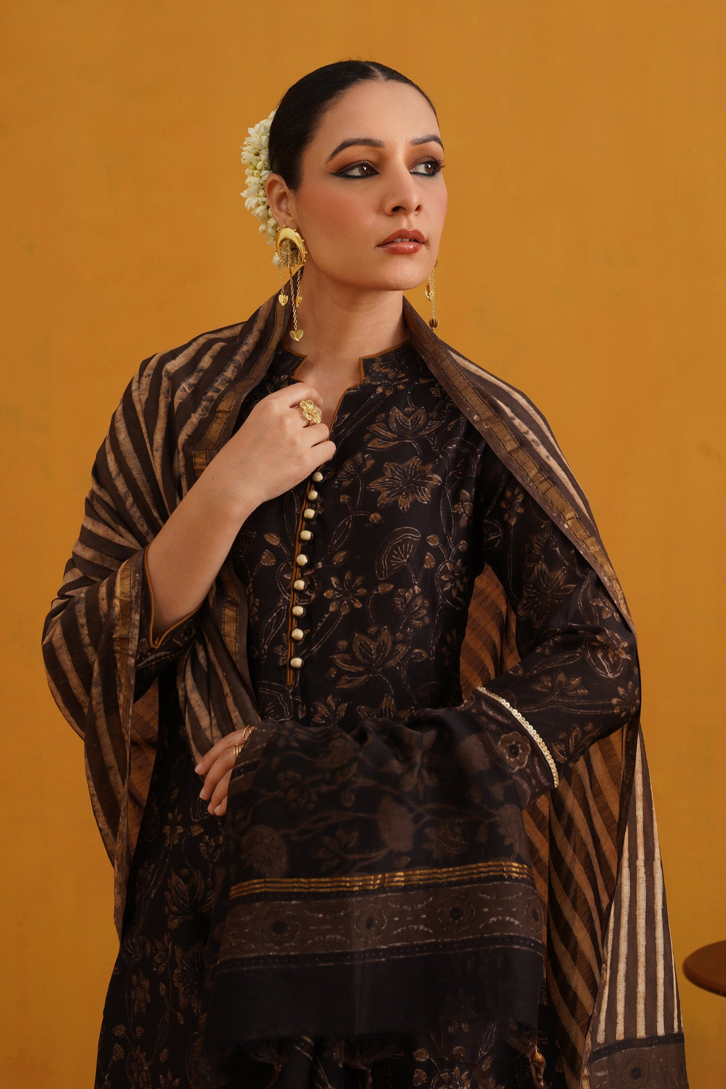 Murraya Black Betty Kalamkari Chanderi Kurta Set of 3