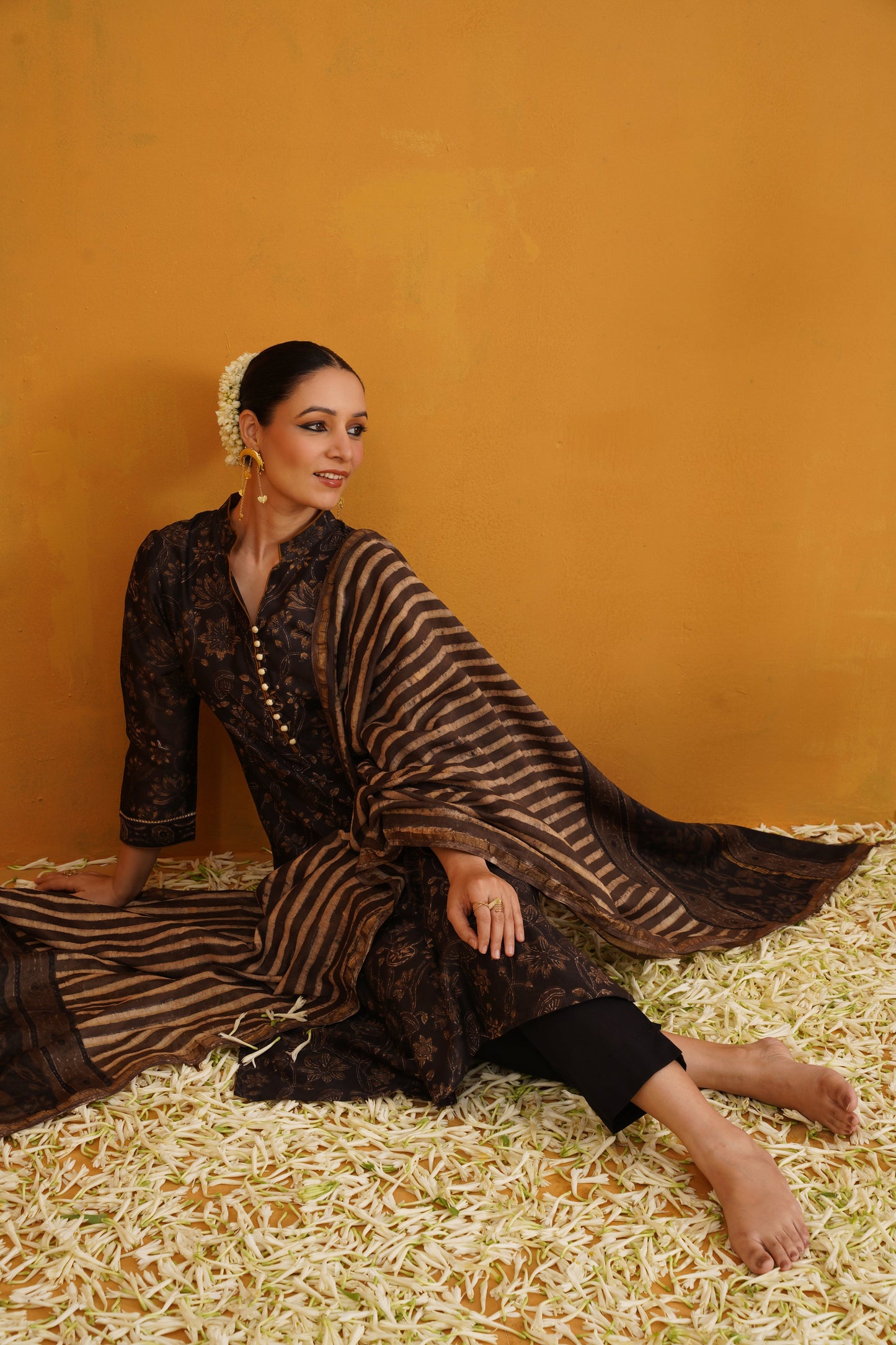 Murraya Black Betty Kalamkari Chanderi Kurta Set of 3