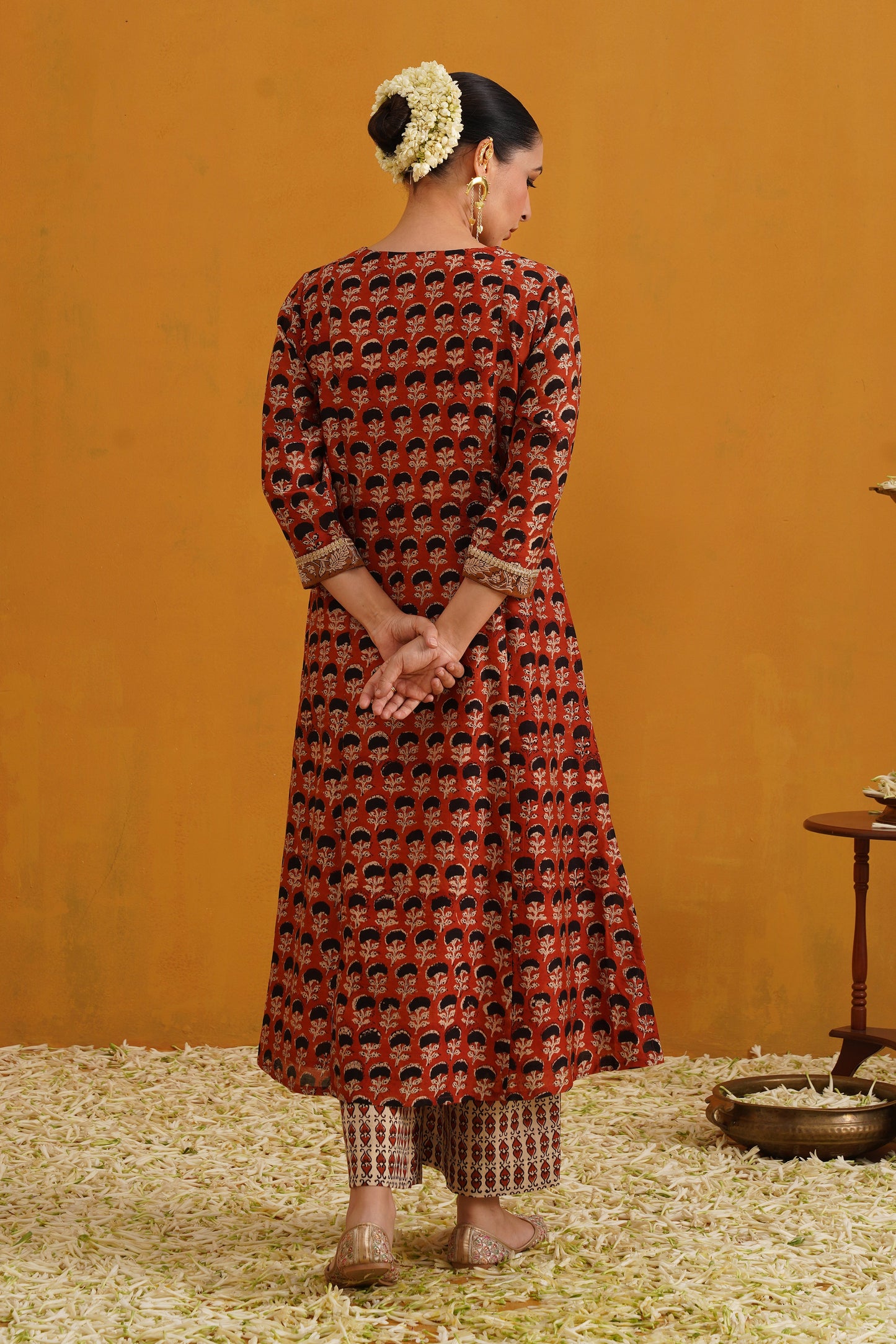 Murraya Brick Red Kalamkari Chanderi Kurta Set of 3