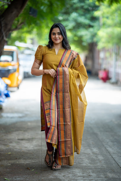Studio Meenakshi - Pure honey kanchi cotton top and duppata