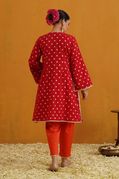 Murraya Red Riley Banarasi Kurta Set of 3
