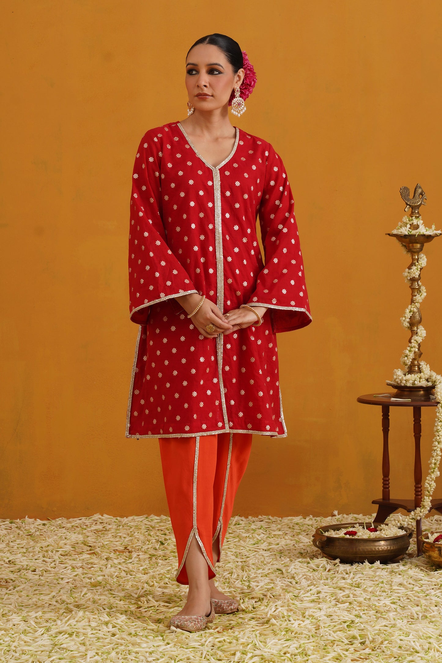Murraya Red Riley Banarasi Kurta Set of 3