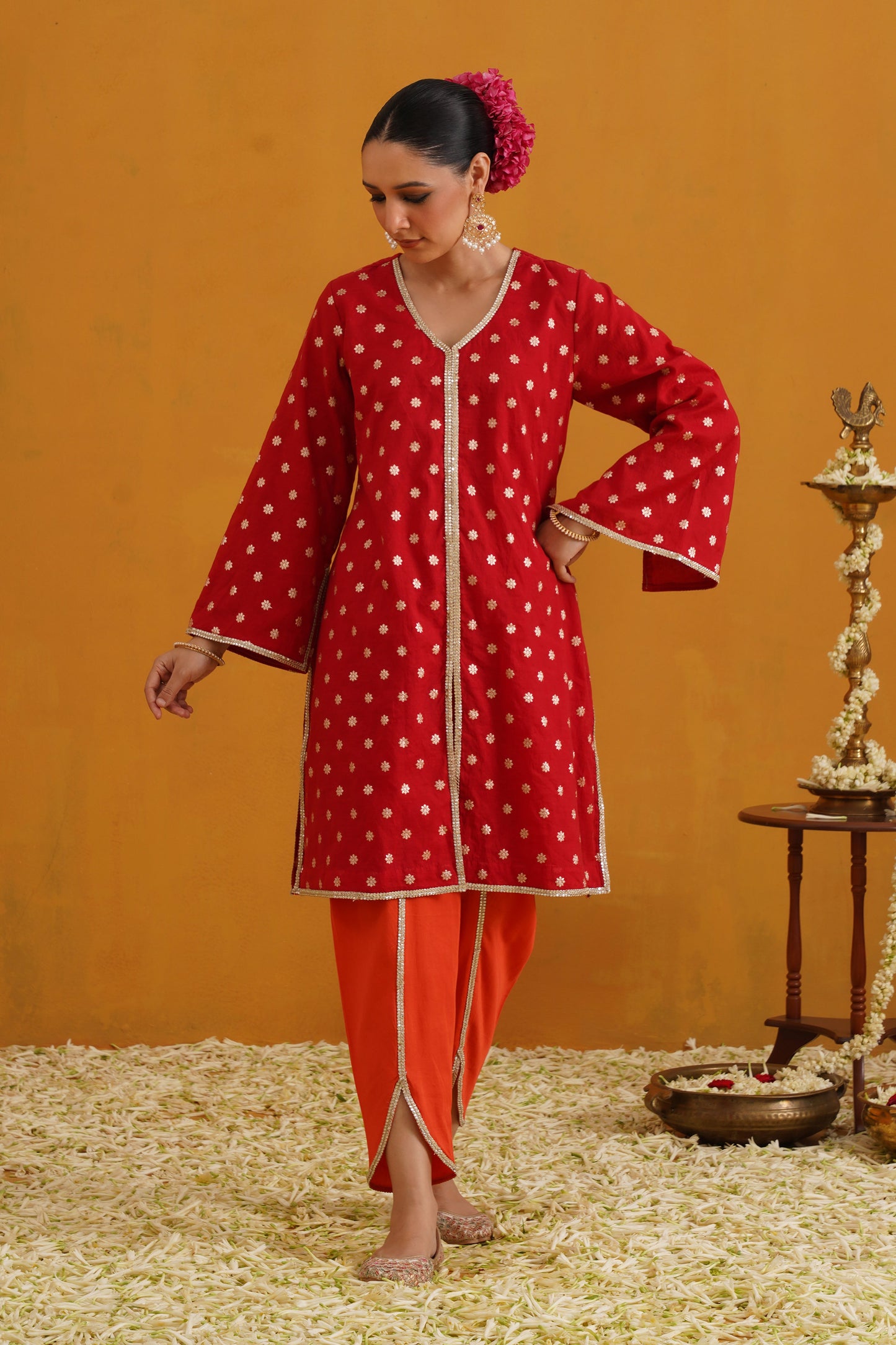 Murraya Red Riley Banarasi Kurta Set of 3