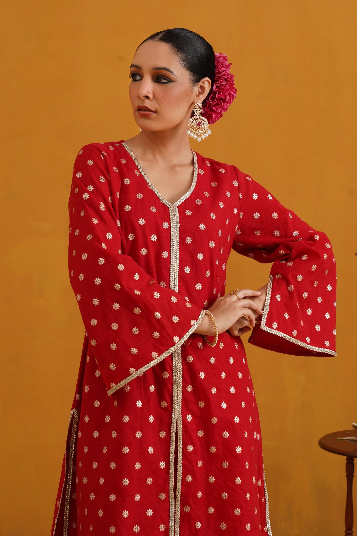 Murraya Red Riley Banarasi Kurta Set of 3