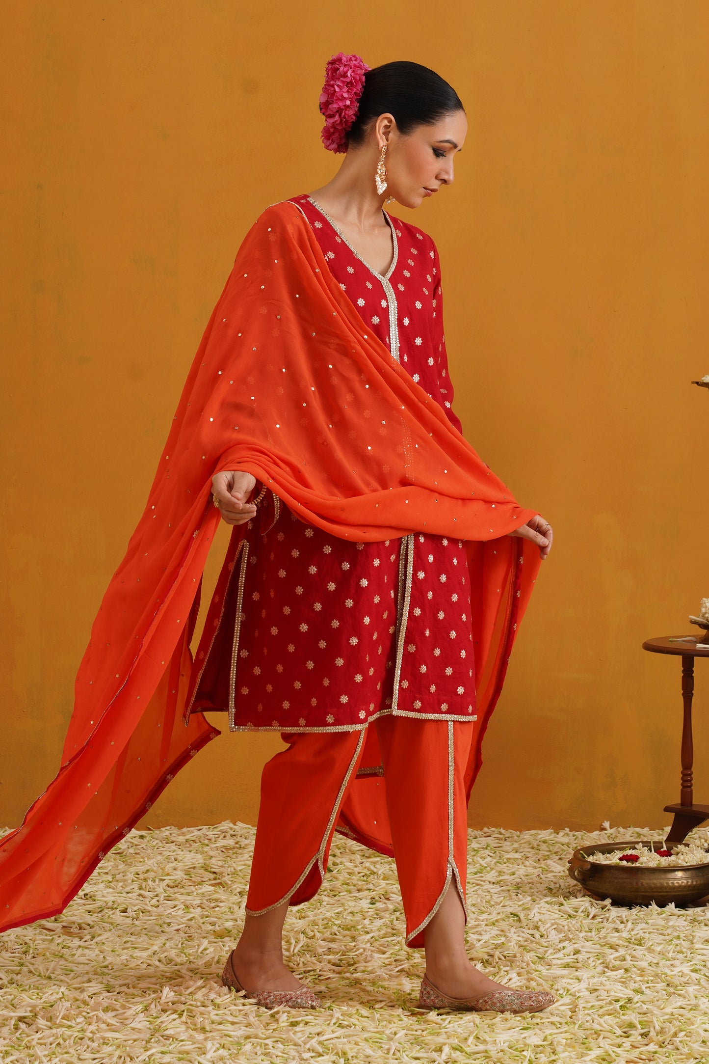 Murraya Red Riley Banarasi Kurta Set of 3