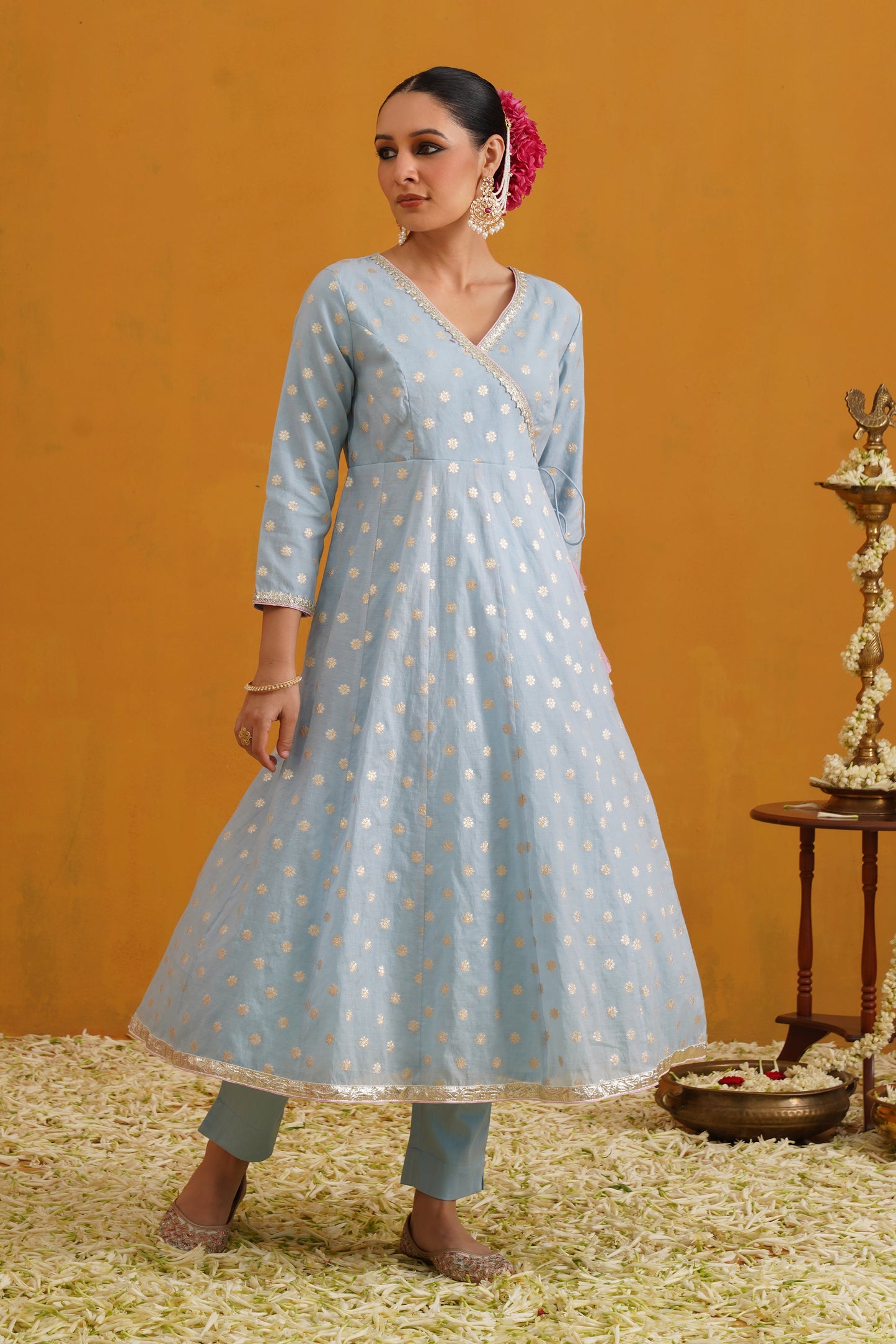 Murraya Blue Bethany Banarasi Anarkali Set of 3