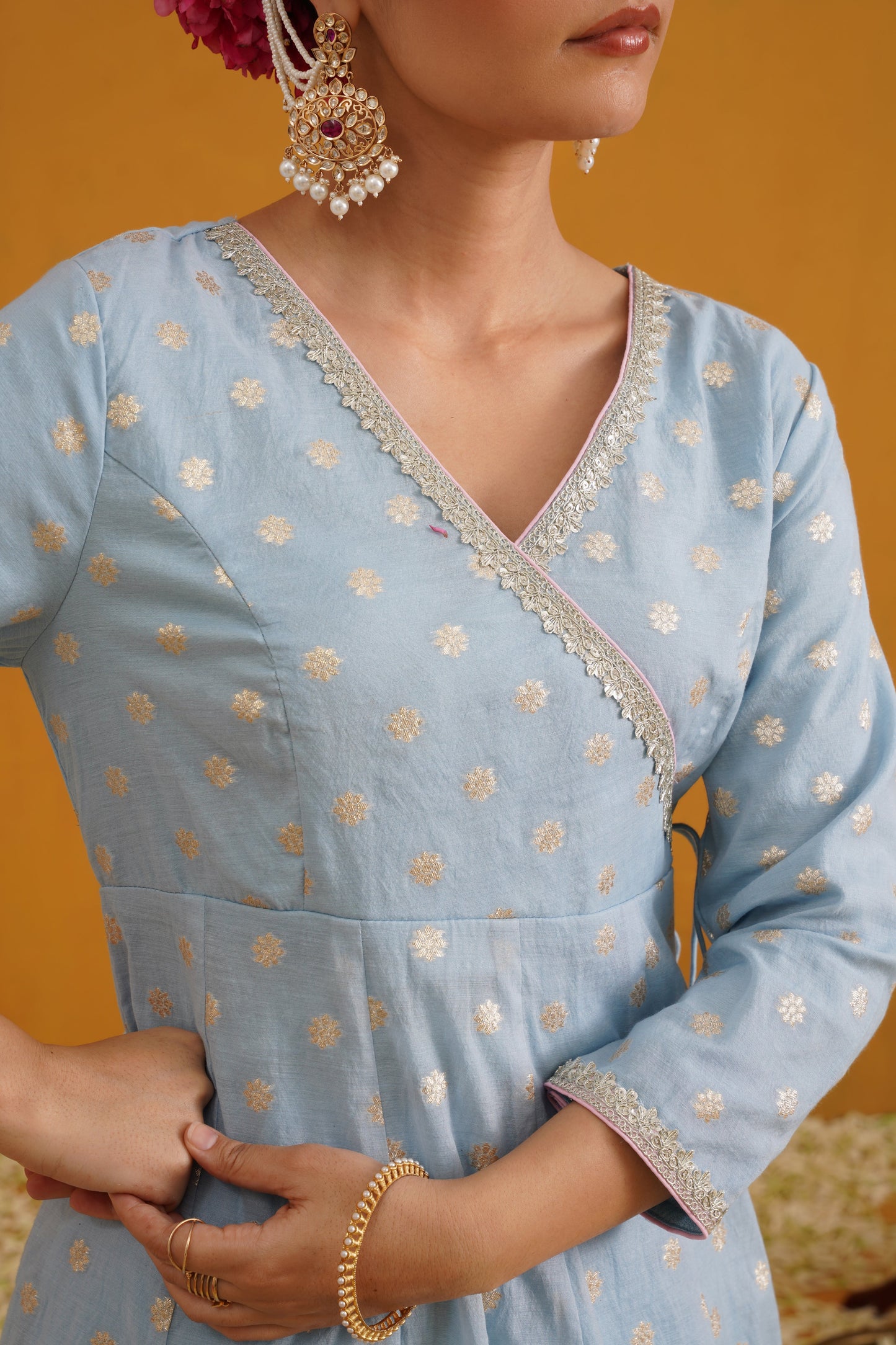 Murraya Blue Bethany Banarasi Anarkali Set of 3