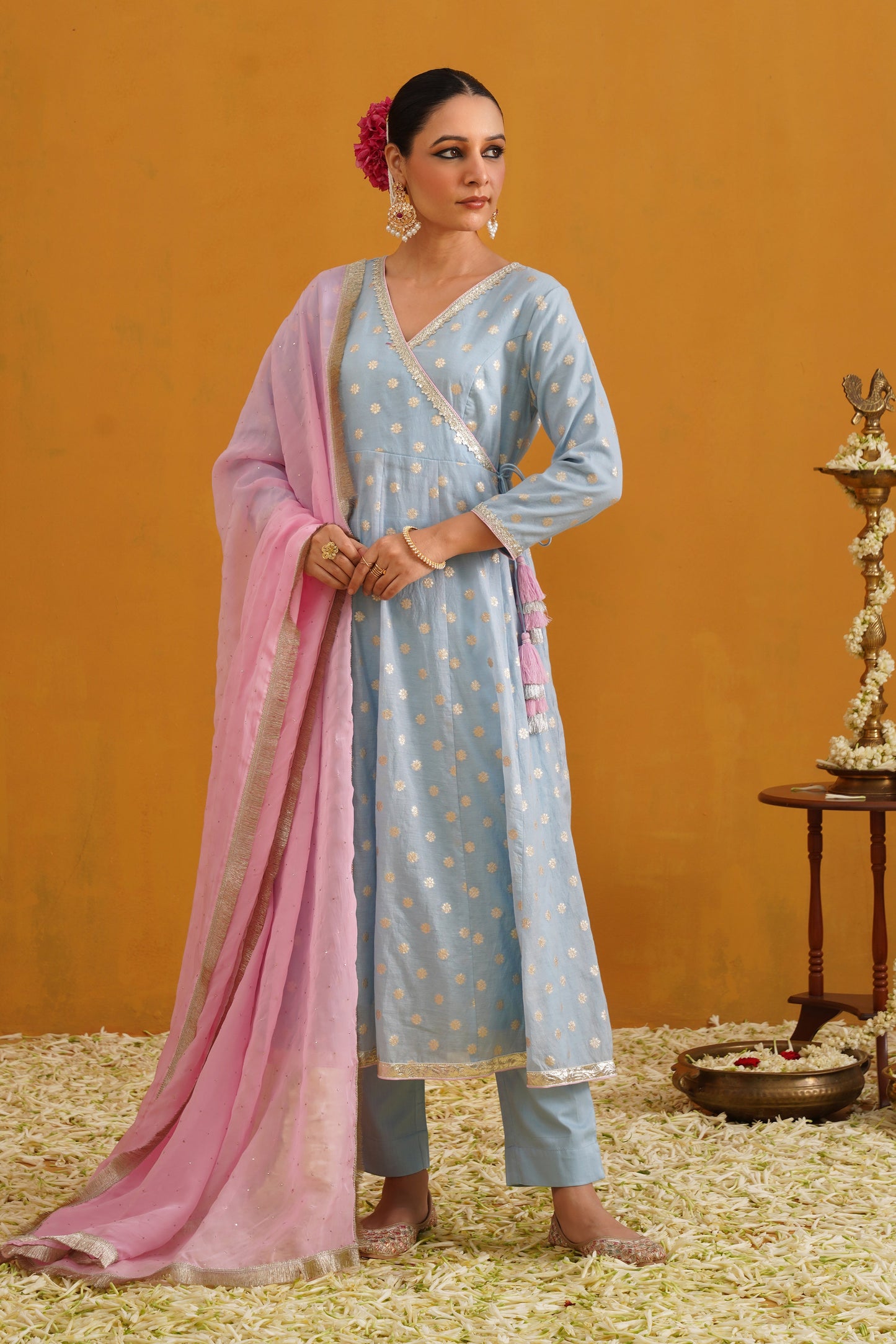 Murraya Blue Bethany Banarasi Anarkali Set of 3