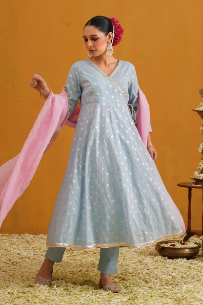 Murraya Blue Bethany Banarasi Anarkali Set of 3