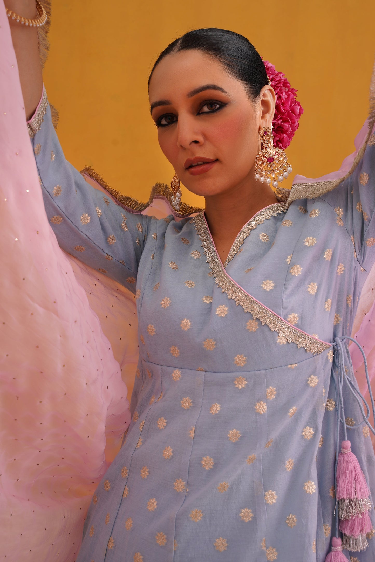 Murraya Blue Bethany Banarasi Anarkali Set of 3