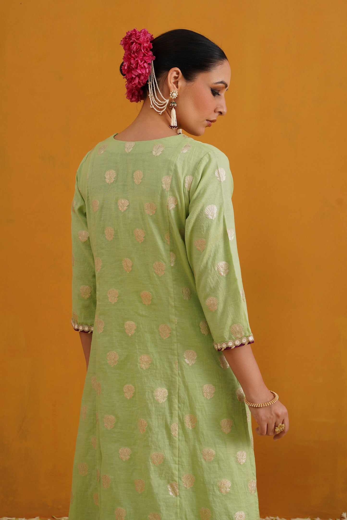 Murraya Green Cypress Banarasi Kurta Set of 3