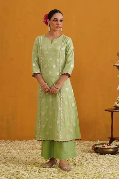 Murraya Green Cypress Banarasi Kurta Set of 3