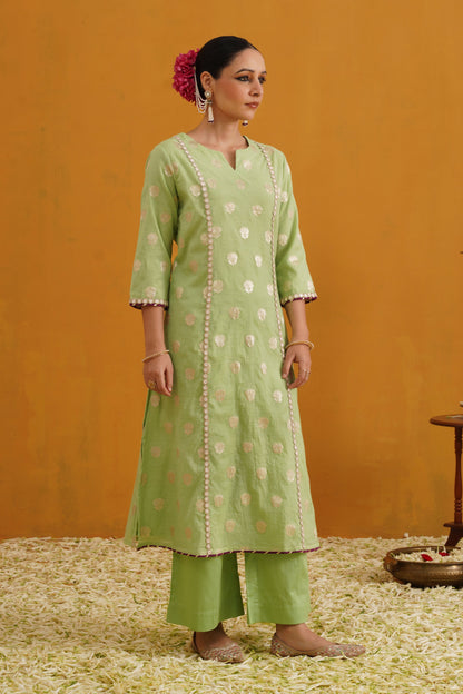 Murraya Green Cypress Banarasi Kurta Set of 3