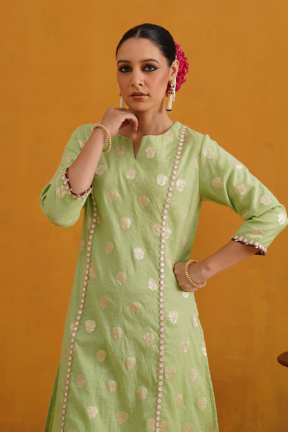 Murraya Green Cypress Banarasi Kurta Set of 3