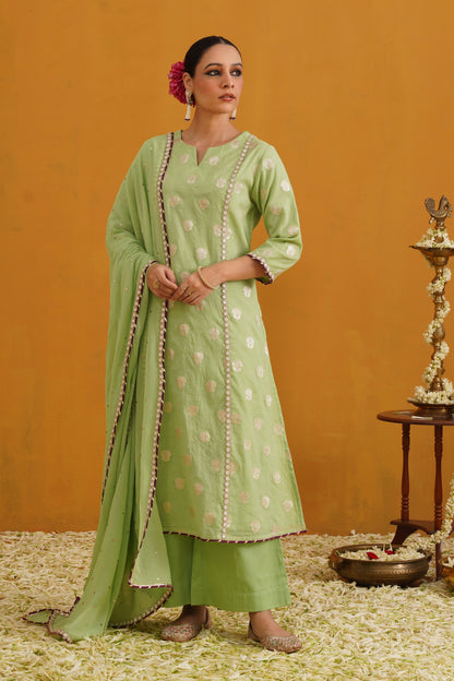 Murraya Green Cypress Banarasi Kurta Set of 3