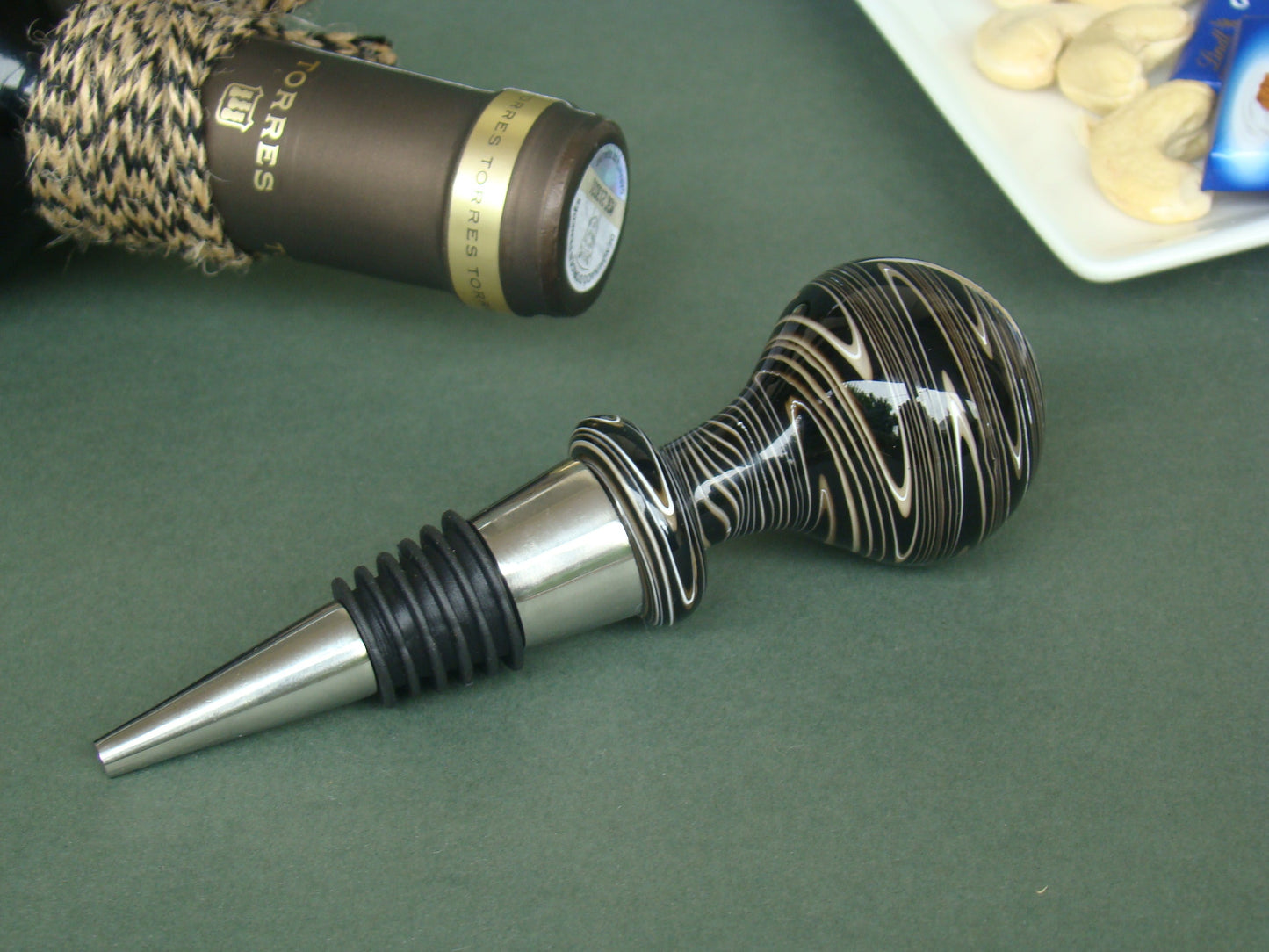 Noir Elegance Handblown Glass Wine Stoppers