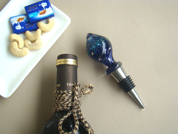 Midnight Bliss Handblown Glass Wine Stoppers