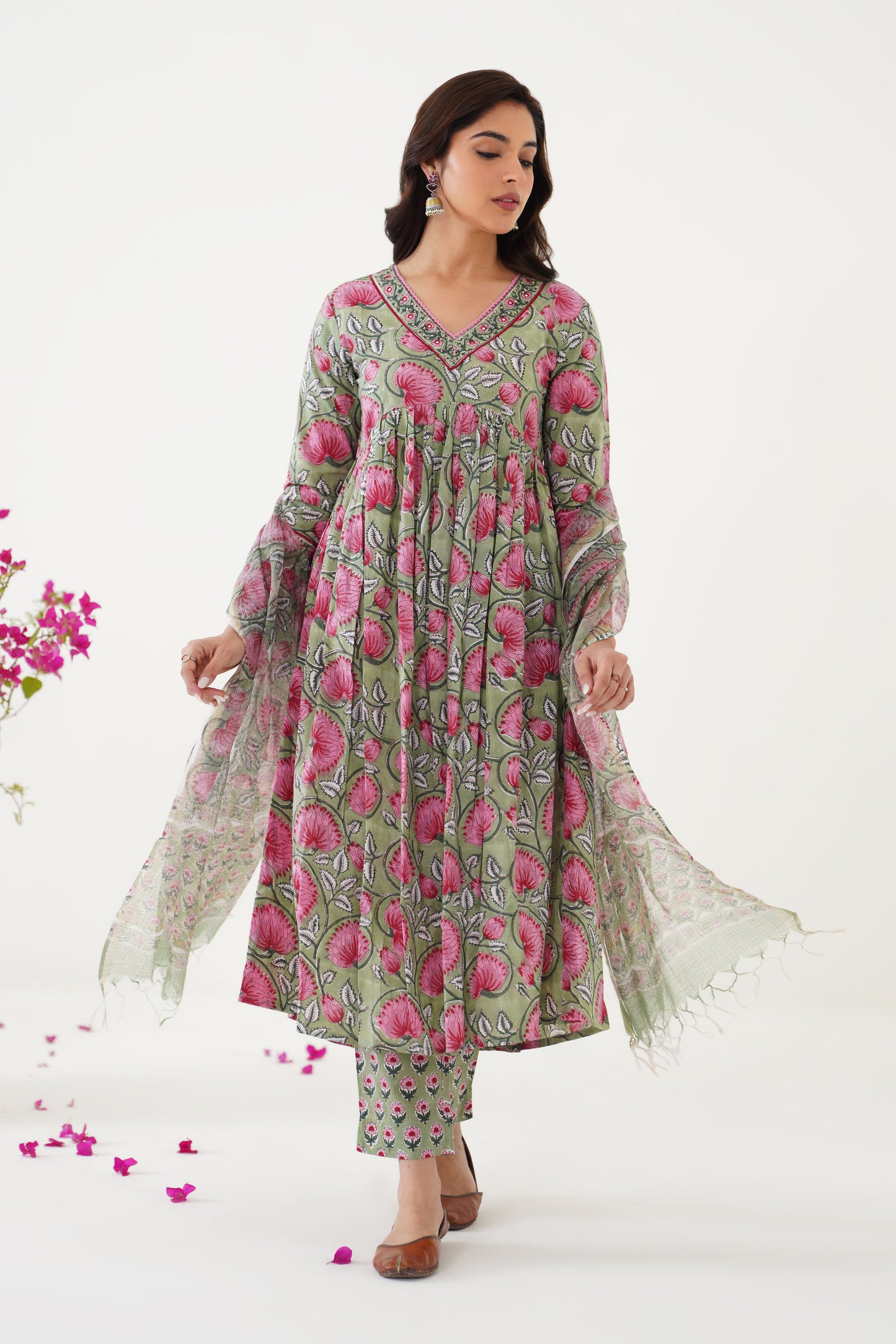 Murraya Green Gianna Embroidered Anarkali Set of 3