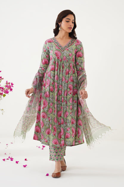 Murraya Green Gianna Embroidered Anarkali Set of 3