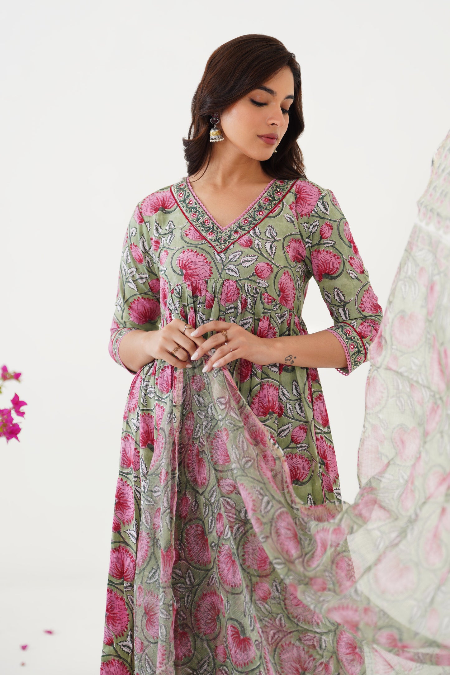 Murraya Green Gianna Embroidered Anarkali Set of 3