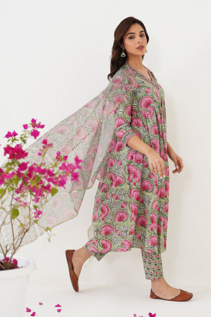 Murraya Green Gianna Embroidered Anarkali Set of 3