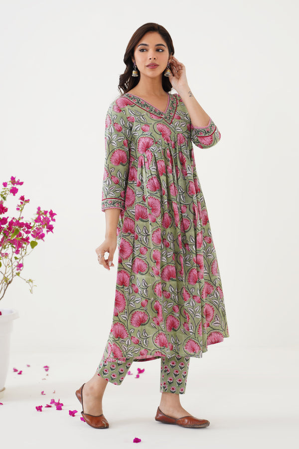 Murraya Green Gianna Embroidered Anarkali Set of 3