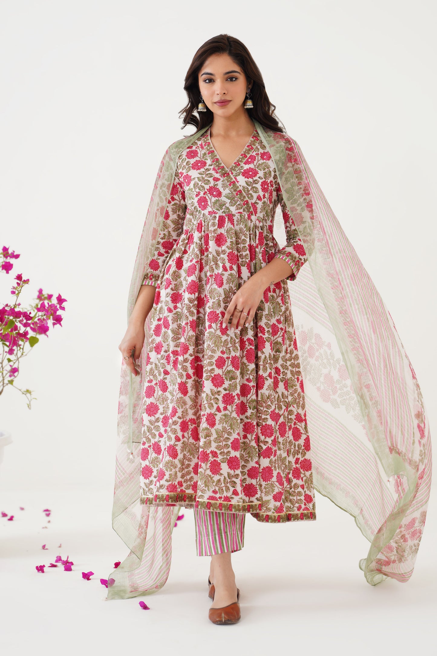 Murraya White Alissa Embroidered Anarkali Set of 3