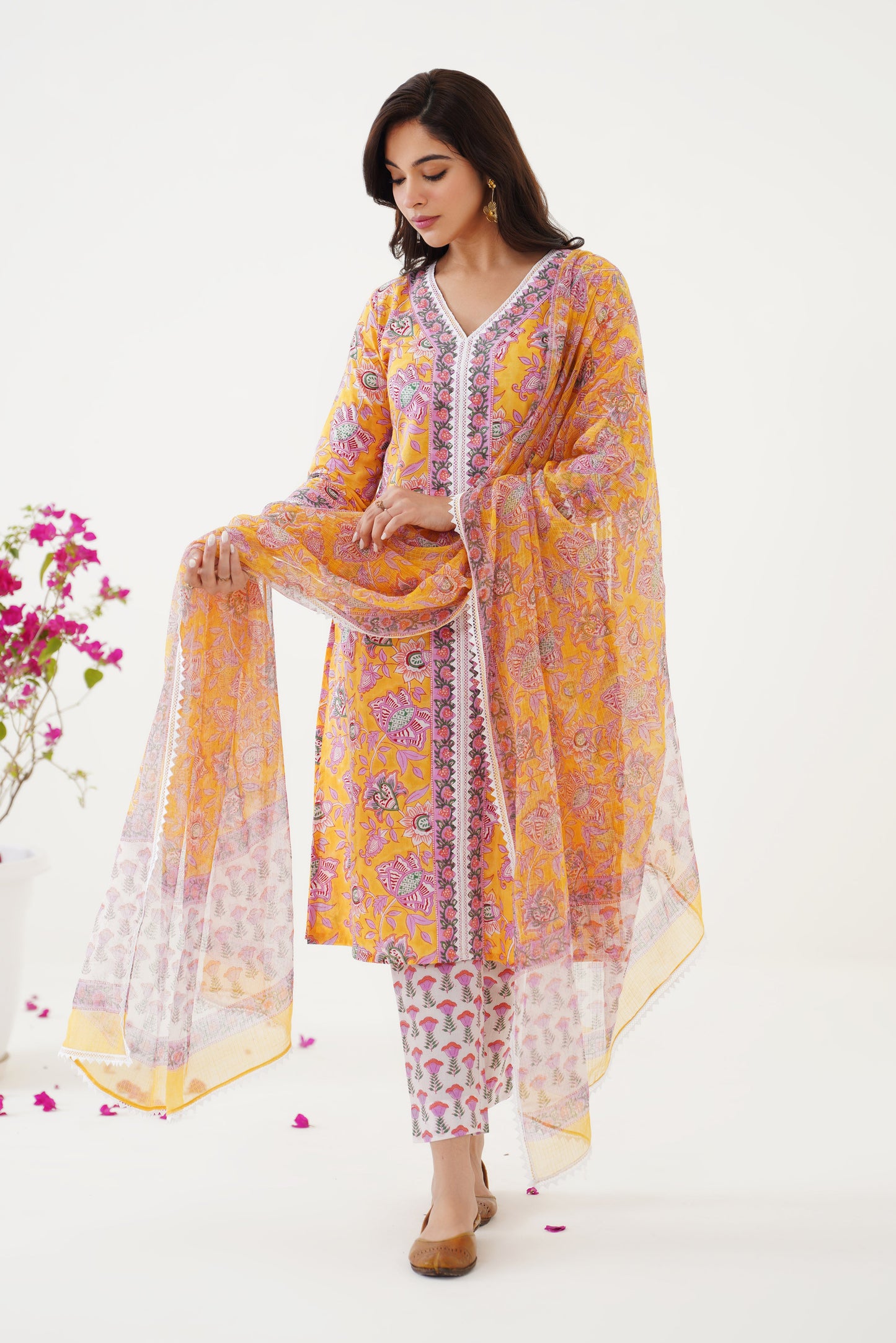 Murraya Daffodil Yellow Kurta Set of 3