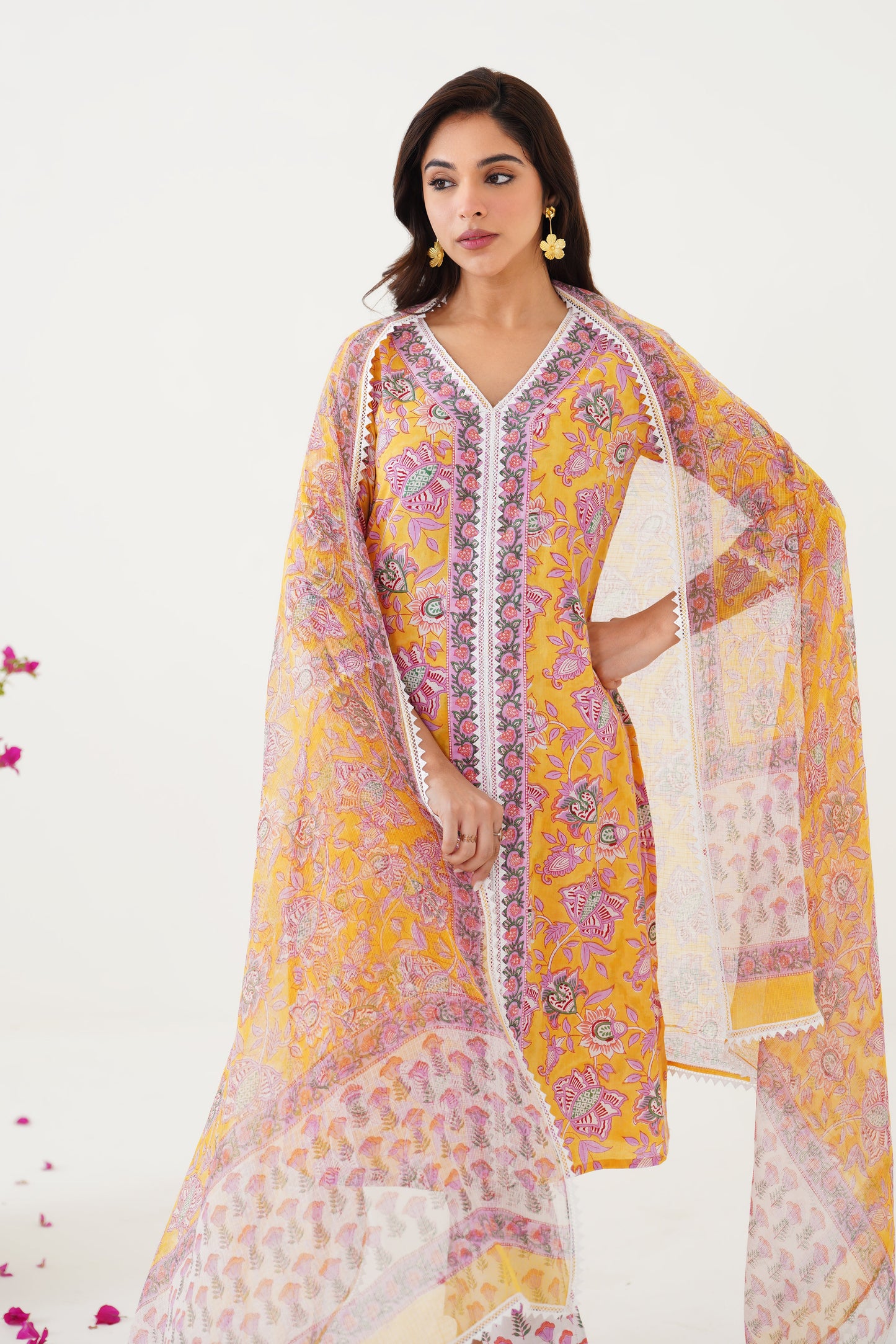 Murraya Daffodil Yellow Kurta Set of 3