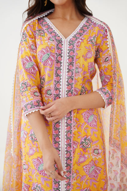 Murraya Daffodil Yellow Kurta Set of 3